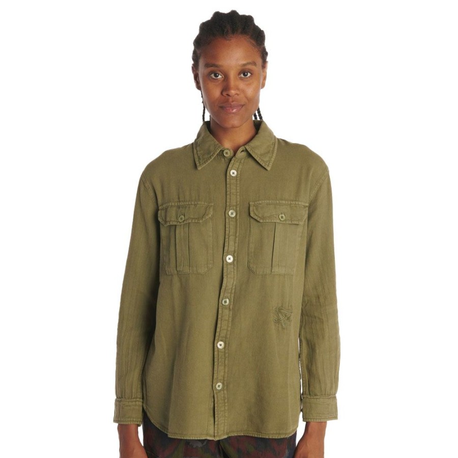 Dame ZADIG & VOLTAIRE Skjorter | Zadig & Voltaire - Teros Cotton Shirt Army