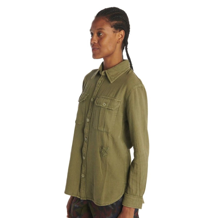 Dame ZADIG & VOLTAIRE Skjorter | Zadig & Voltaire - Teros Cotton Shirt Army