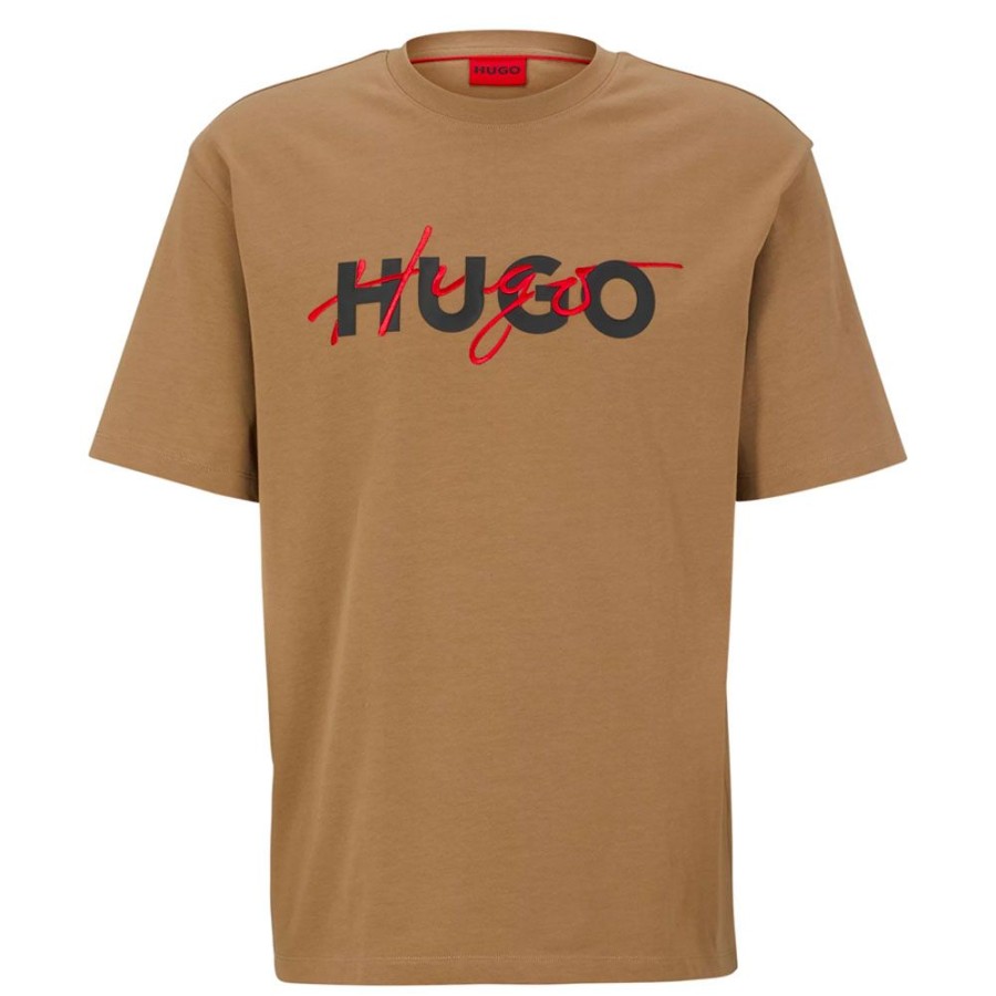 Herren HUGO T-Shirts | Hugo - Dakaishi T-Shirt Lys Brun