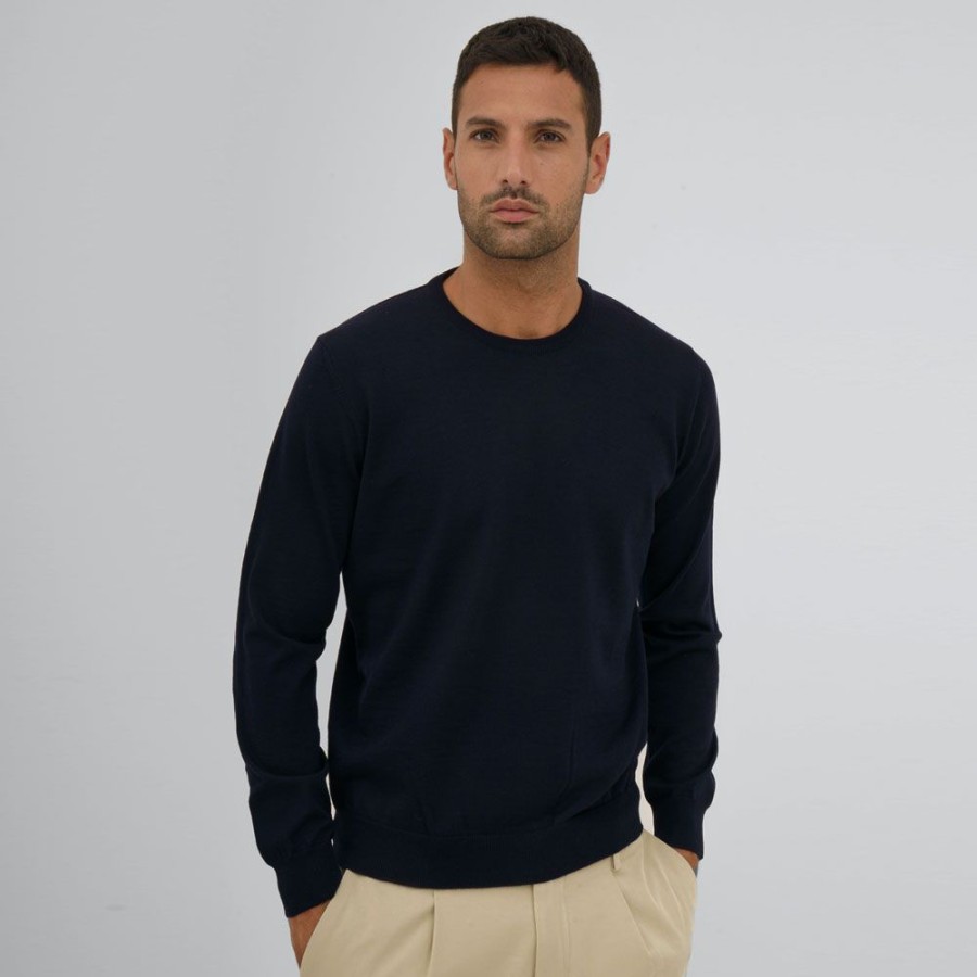 Herren Ferrante Strik | Ferrante - Pullover Knit Navy