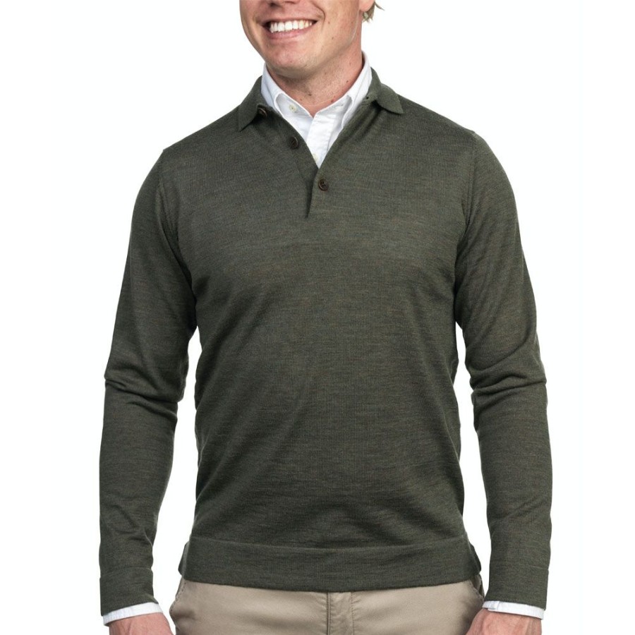 Herren Hansen&Jacob Polo | Hansen & Jacob - Merino Polo Knit Army