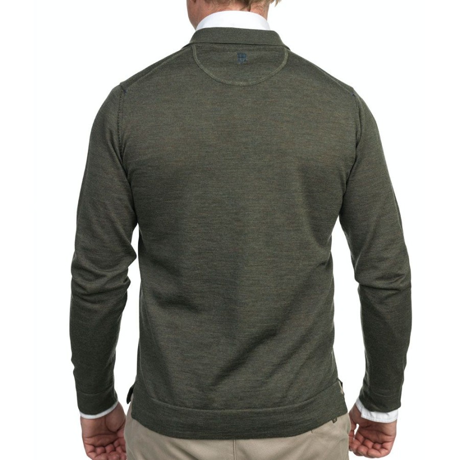 Herren Hansen&Jacob Polo | Hansen & Jacob - Merino Polo Knit Army