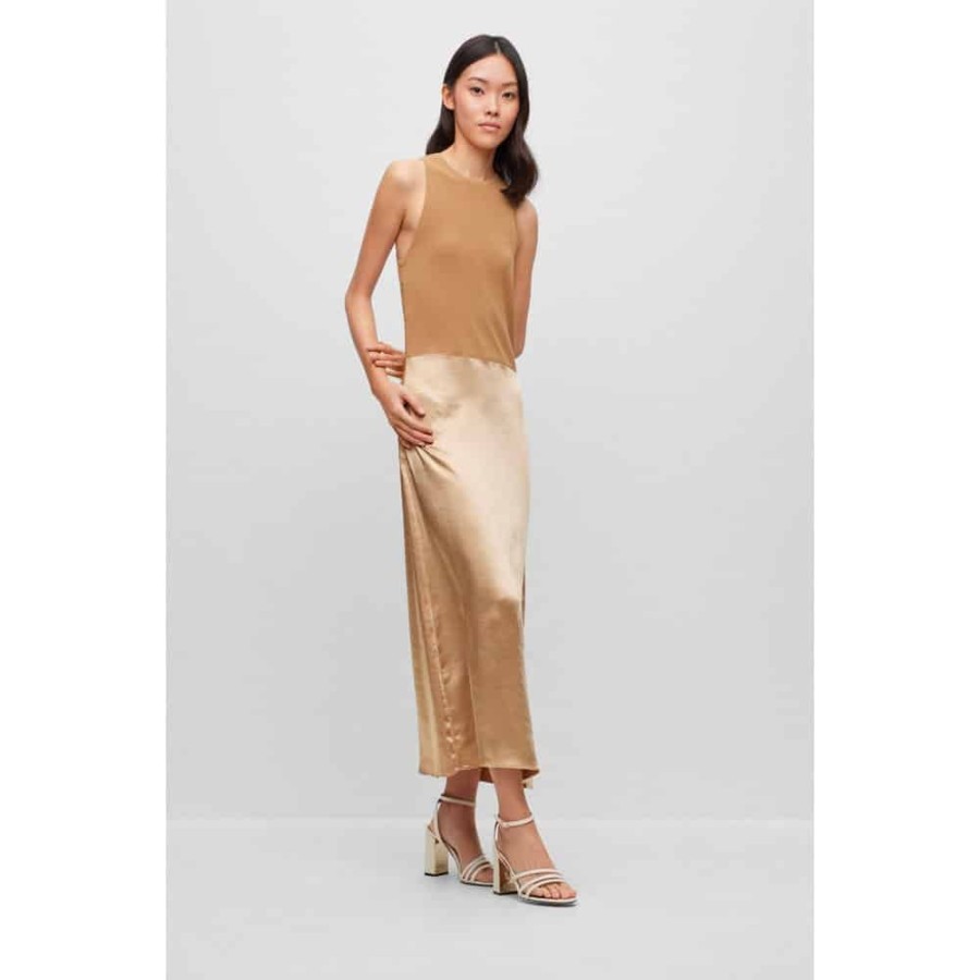 Dame BOSS WOMEN Kjoler | Boss - Flaurelia Dress Beige