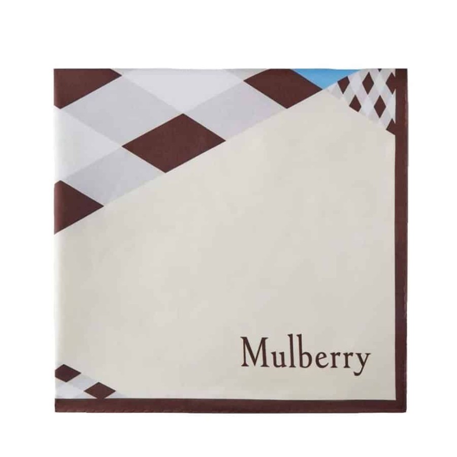 Dame Mulberry Torklaeder | Mulberry - Vichy Colour Block Square Scarf, Ebony & White