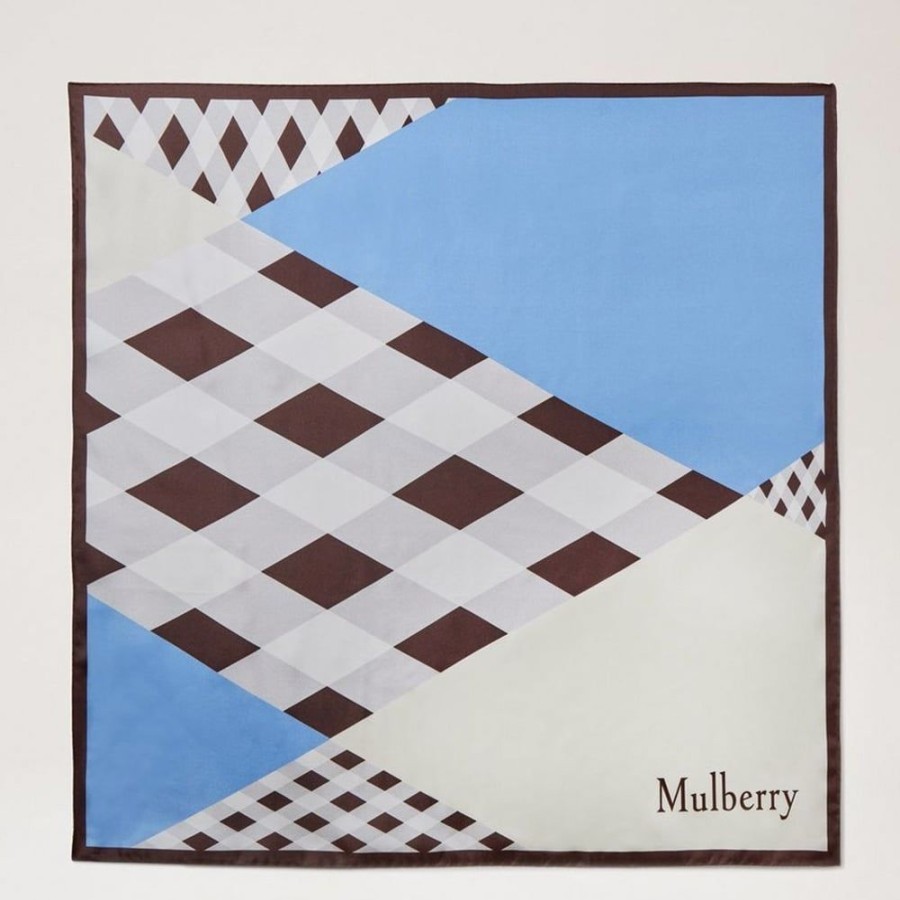 Dame Mulberry Torklaeder | Mulberry - Vichy Colour Block Square Scarf, Ebony & White