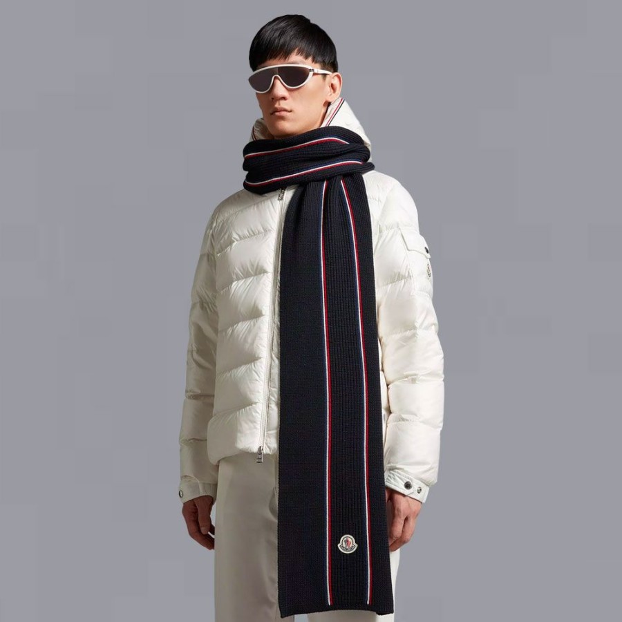 Herren MONCLER HERRE Torklaeder | Moncler - Tricolor Wool Scarf