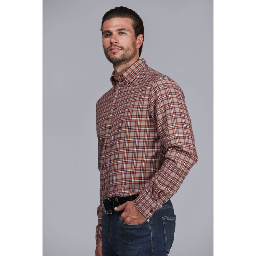 Herren Hansen&Jacob Skjorter | Hansen & Jacob - Melton Check Flannel Shirt Ternet