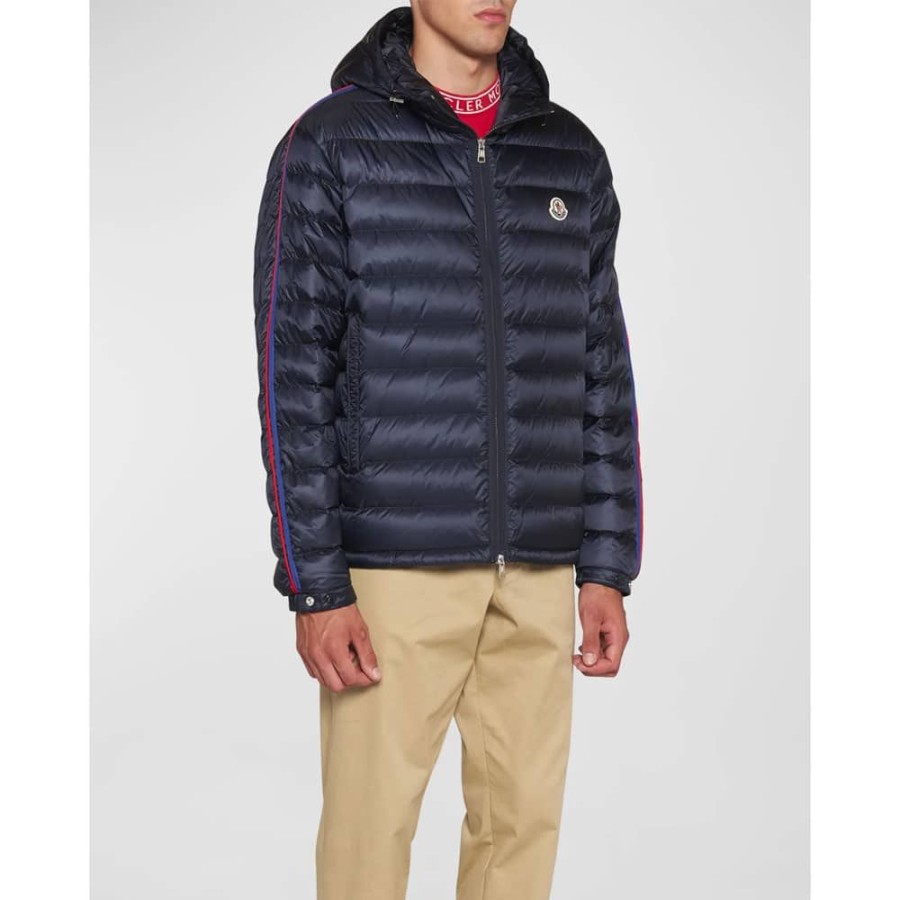 Herren MONCLER HERRE Overtoj | Moncler - Agout Lightweight Down Jacket Navy