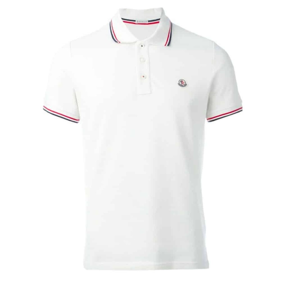 Herren MONCLER HERRE T-Shirts | Moncler - Tricolor Polo Hvid