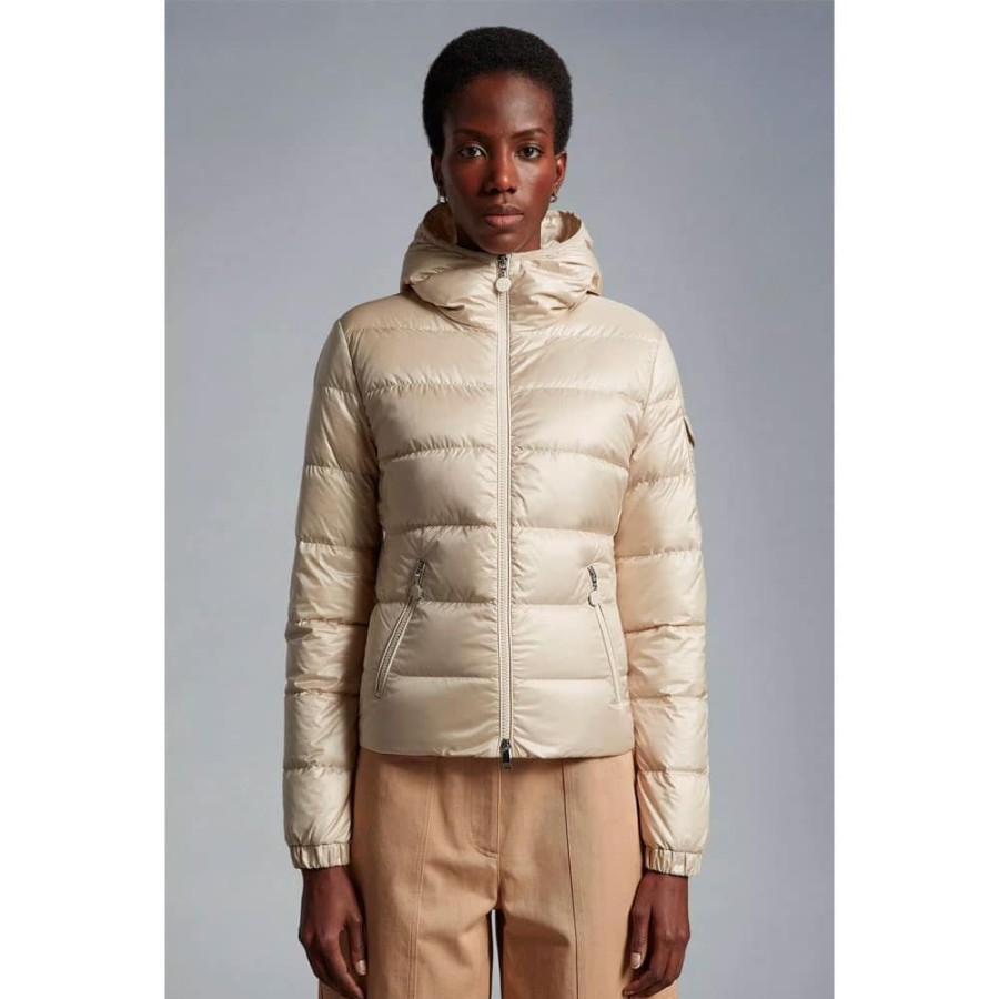 Dame MONCLER DAME Overtoj | Moncler - Gles Short Down Jacket Beige