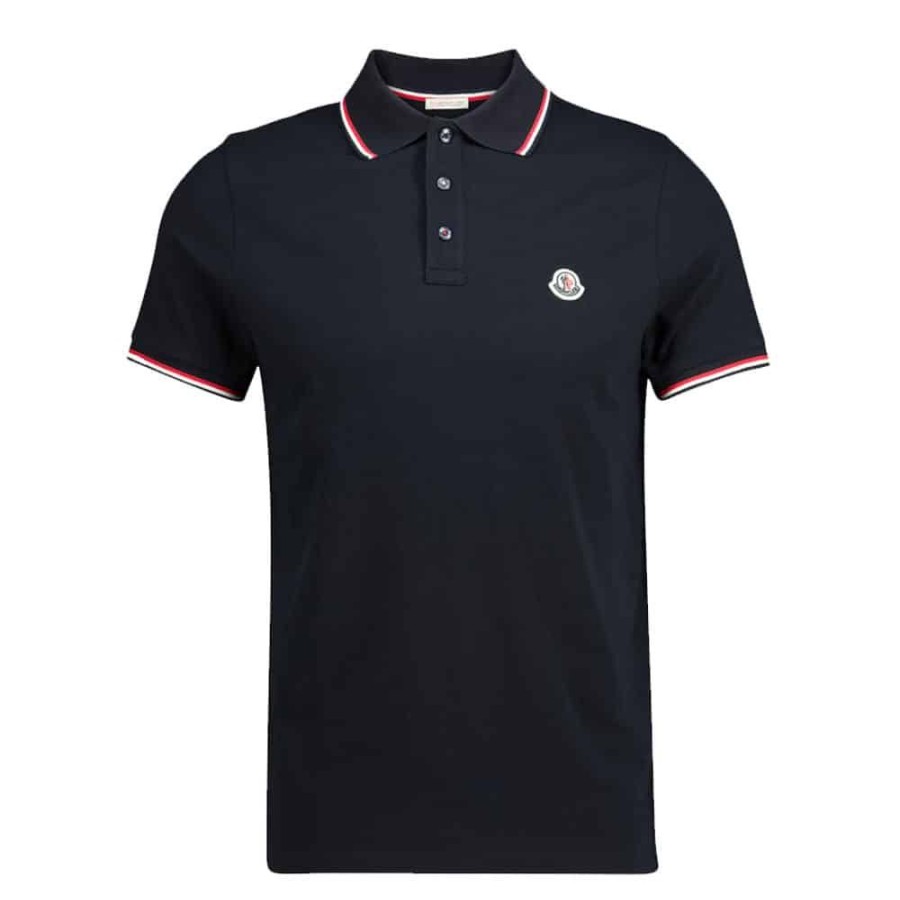 Herren MONCLER HERRE T-Shirts | Moncler - Tricolor Polo Navy