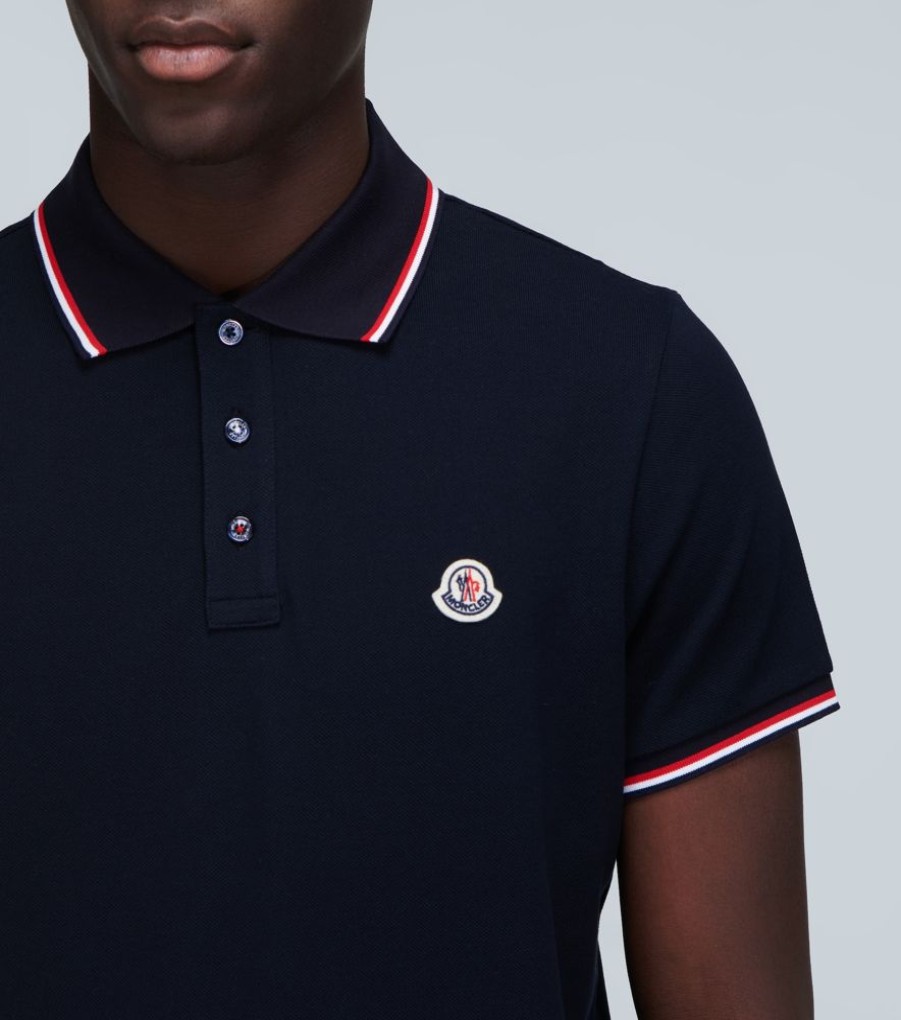 Herren MONCLER HERRE T-Shirts | Moncler - Tricolor Polo Navy