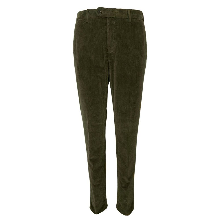 Herren LARDINI Bukser | Lardini - Corduroy Pants Gron