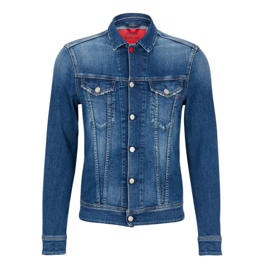 Herren HUGO Overtoj | Hugo X Replay - Denim Jacket Lys Denim