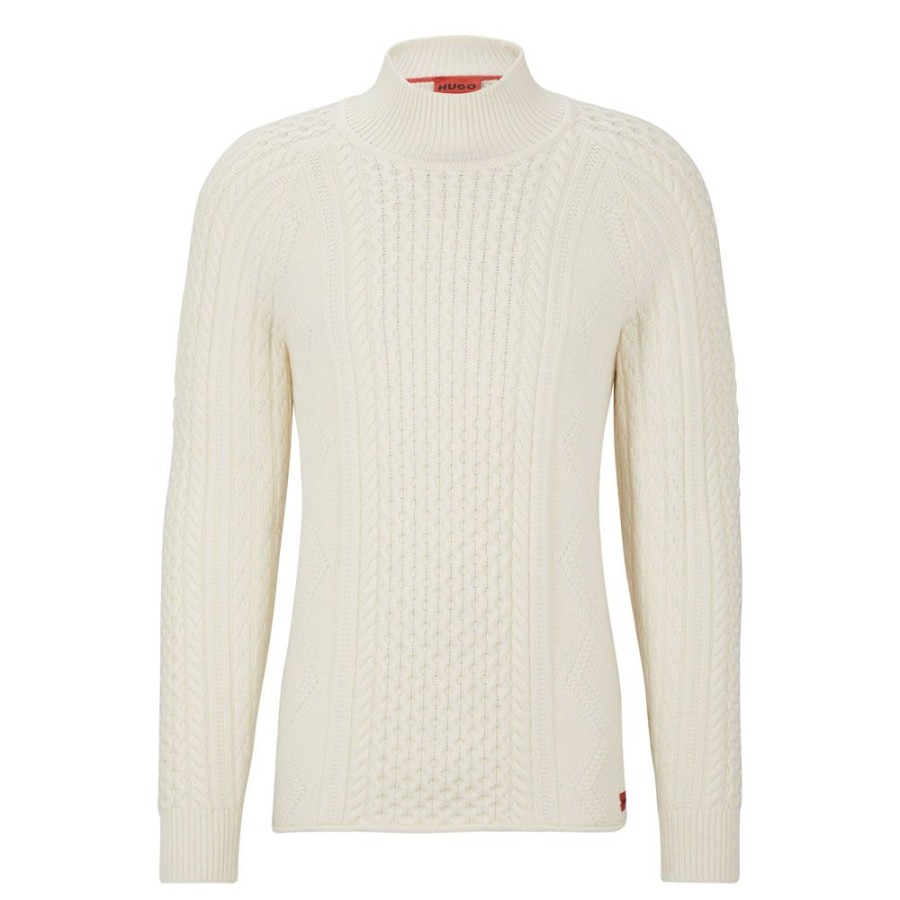 Herren HUGO Strik | Hugo - Sfear Knit Cream