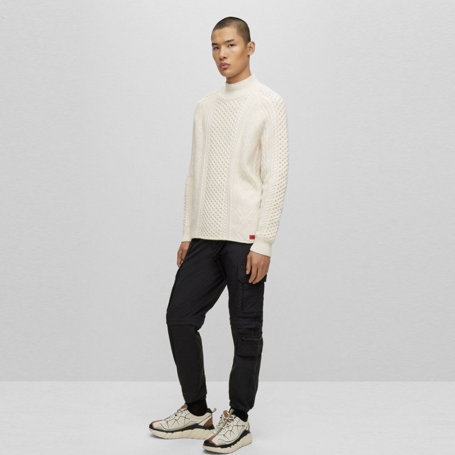 Herren HUGO Strik | Hugo - Sfear Knit Cream