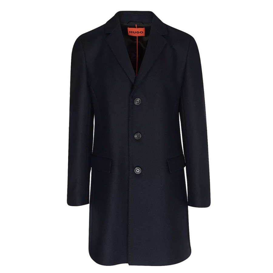 Herren HUGO Overtoj | Hugo - Migor2341 Wool Cashmere Coat Navy