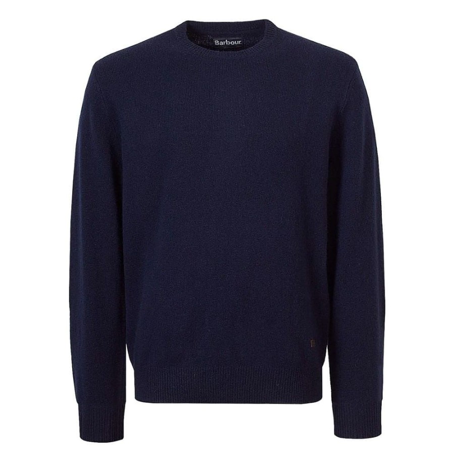 Herren BARBOUR HERRE Strik | Barbour - Patch Crewneck Knit Navy