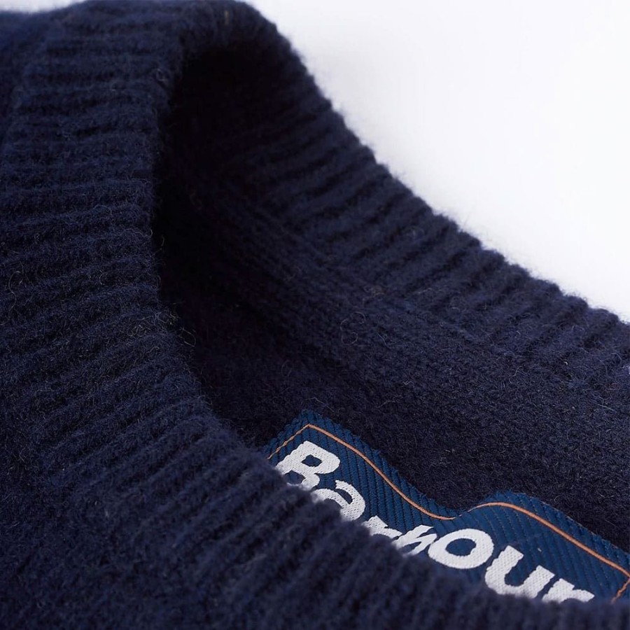 Herren BARBOUR HERRE Strik | Barbour - Patch Crewneck Knit Navy