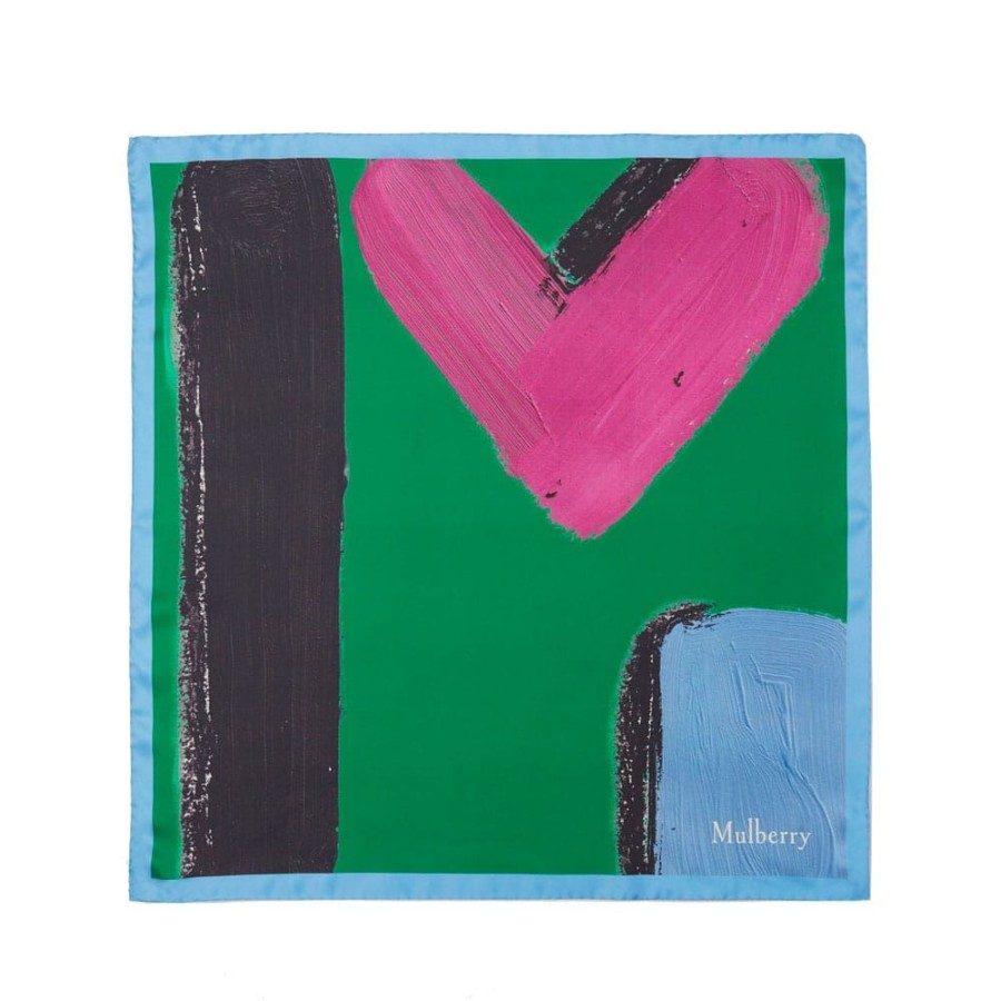 Dame Mulberry Torklaeder | Mulberry - Hand Paint Letter Sq 70 Scarf, Lawn Green