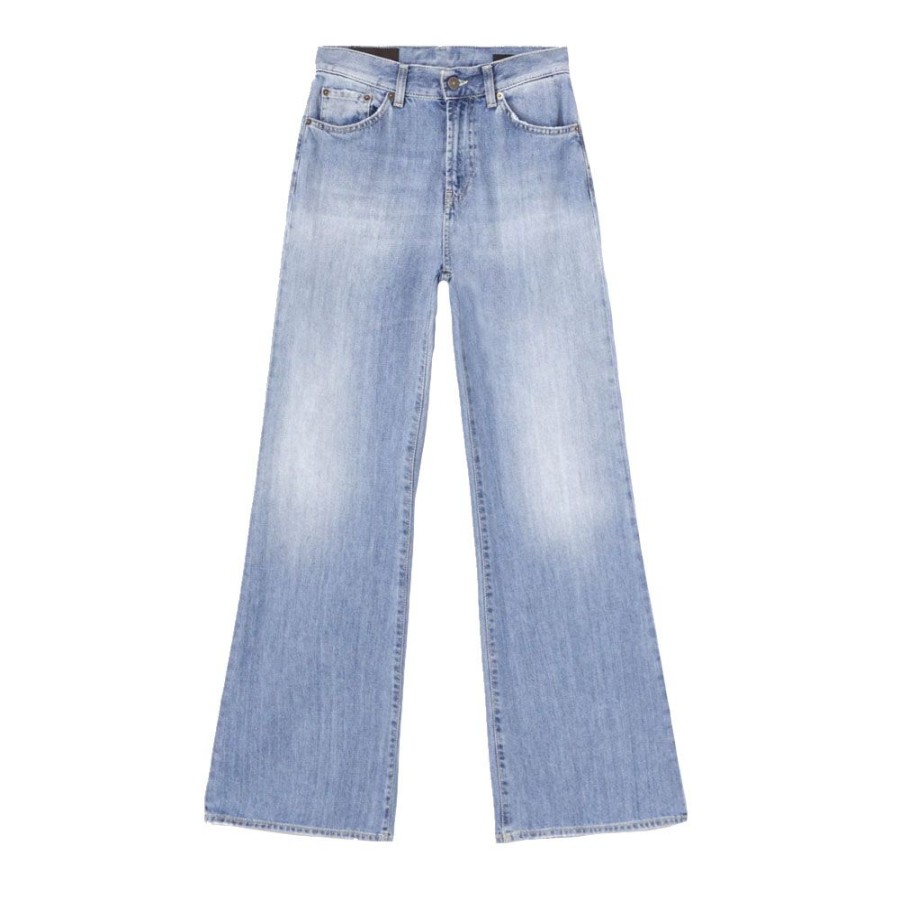 Dame Dondup Jeans | Dondup - Amber Wide Leg Jeans Lys Bla