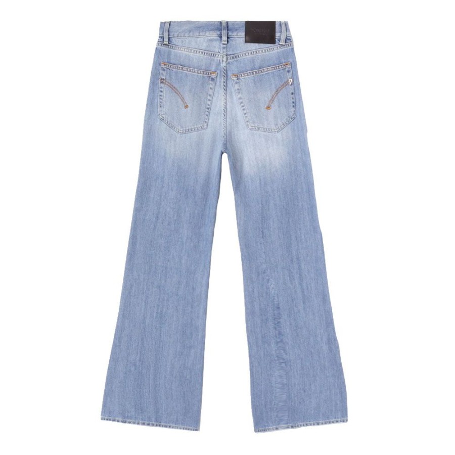 Dame Dondup Jeans | Dondup - Amber Wide Leg Jeans Lys Bla