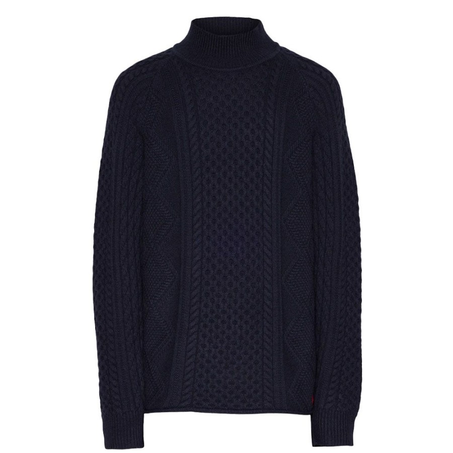 Herren HUGO Strik | Hugo - Sfear Knit Navy