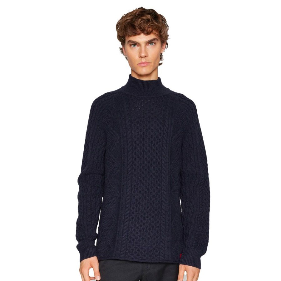 Herren HUGO Strik | Hugo - Sfear Knit Navy