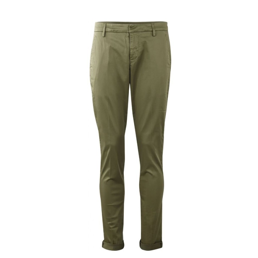 Herren Dondup MEN Bukser | Dondup Gaubert Satin Chinos Army