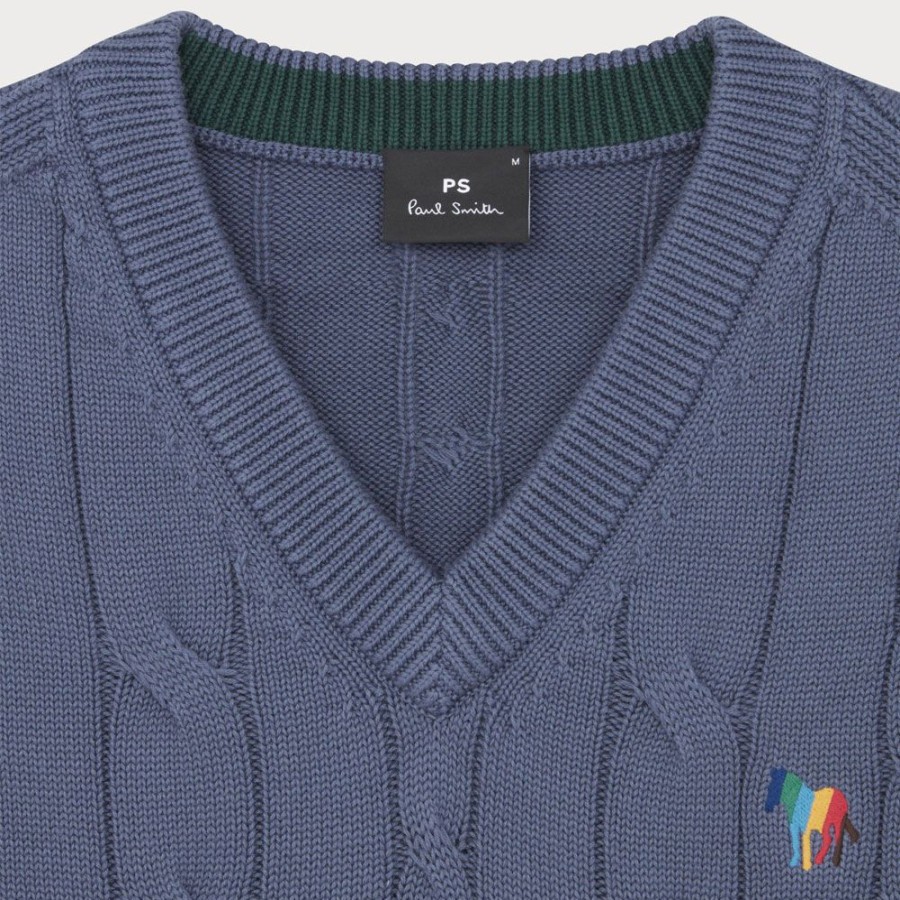 Herren Paul Smith Strik | Ps Paul Smith - Slipover Knit Vest Greyblue