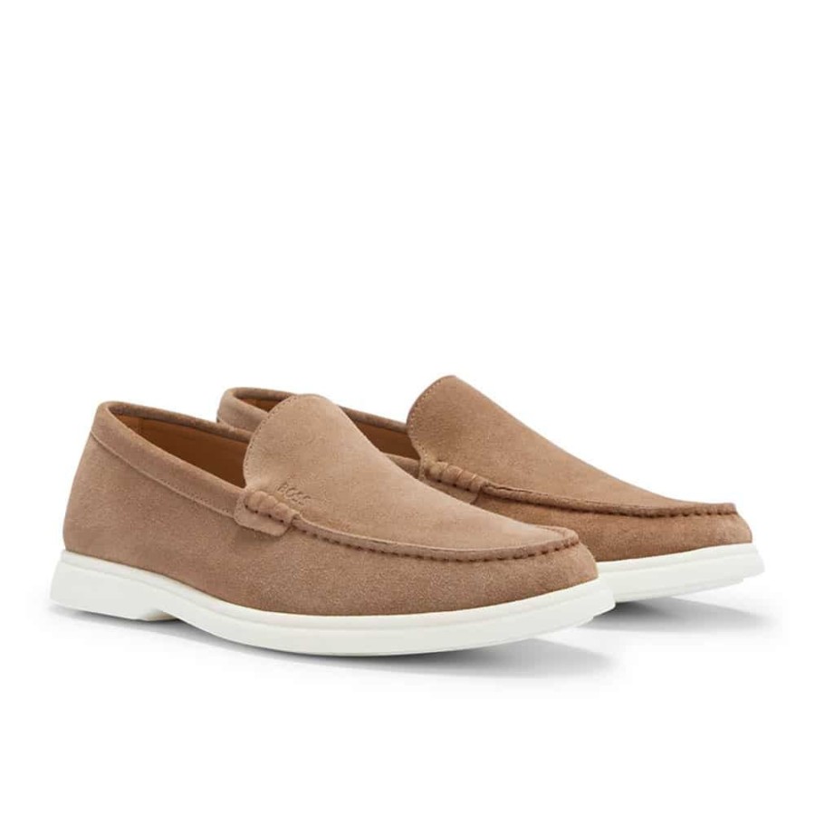 Herren BOSS Sko I Ruskind | Boss - Sienne Loafers Beige