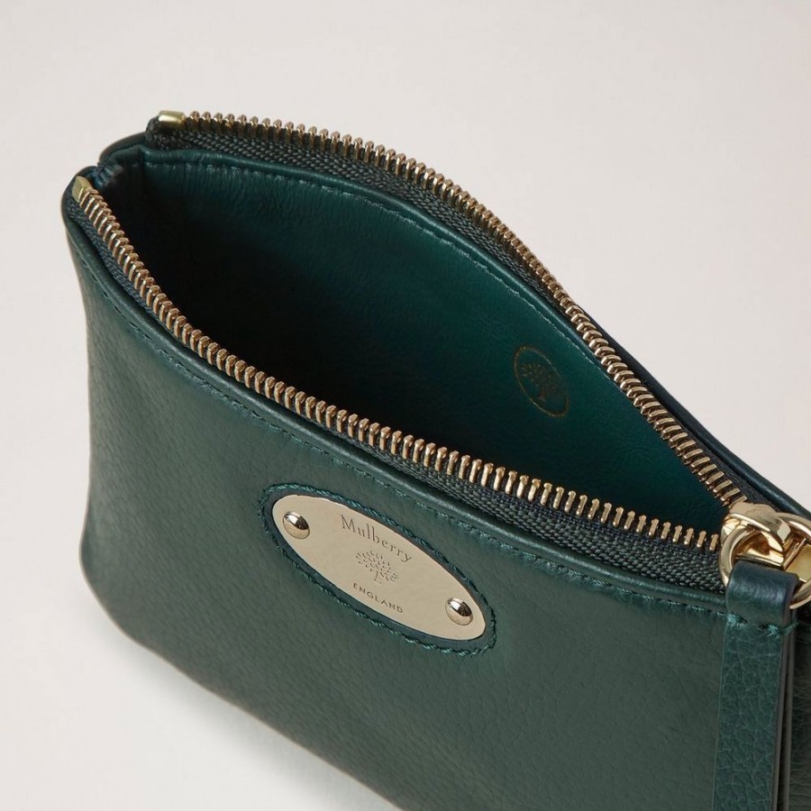 Dame Mulberry Punge | Mulberry - Plaque Small Zip Coin Pouch, Mulberry Green