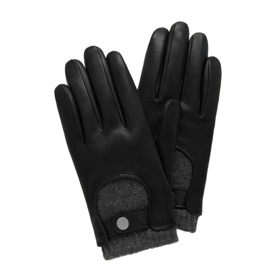 Herren Mulberry MEN Handsker | Mulberry - Menu00B4S Biker Gloves, Black Smooth Nappa Sort