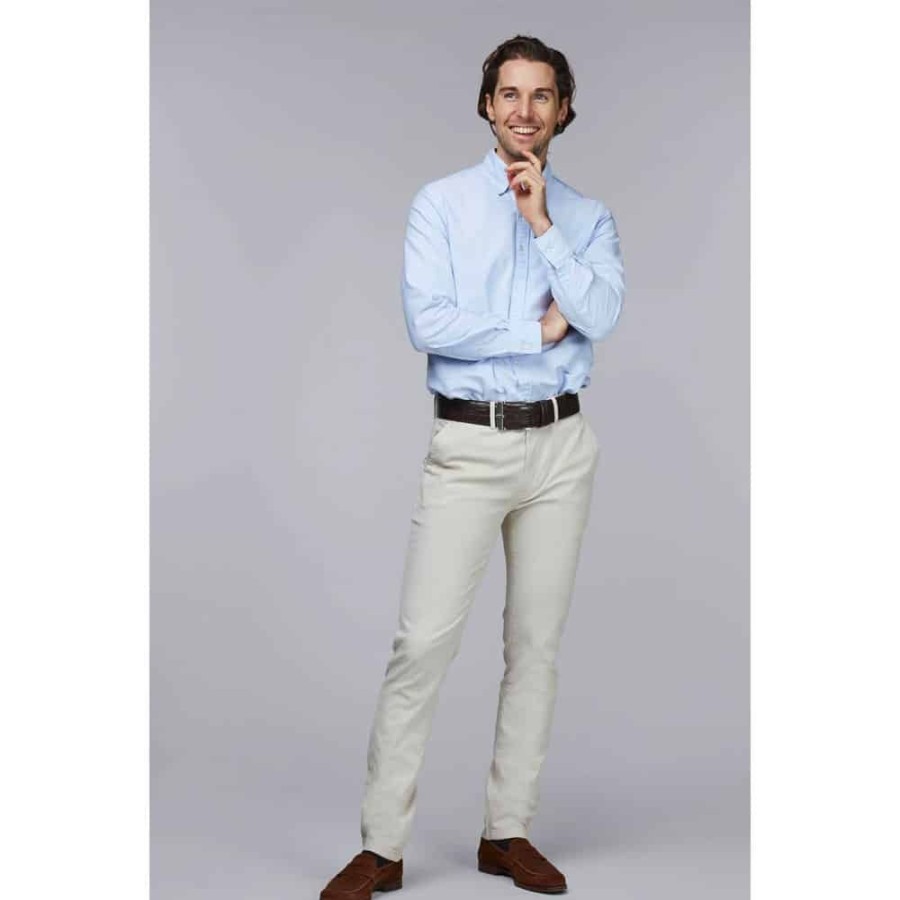 Herren Hansen&Jacob Bukser | Hansen & Jacob - Summer Dobby Chinos Lys Beige