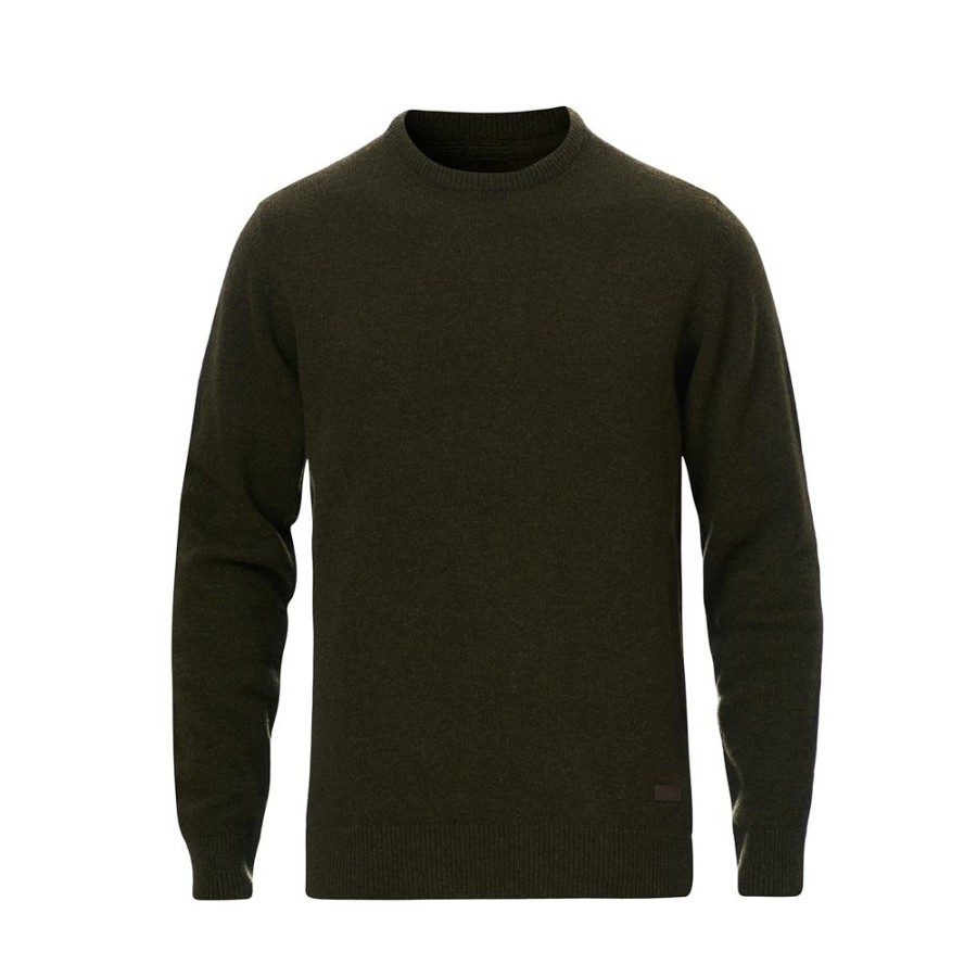 Herren BARBOUR HERRE Strik | Barbour - Patch Crew Neck Knit Army