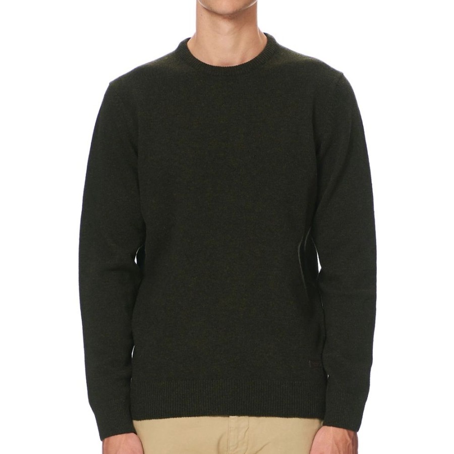 Herren BARBOUR HERRE Strik | Barbour - Patch Crew Neck Knit Army