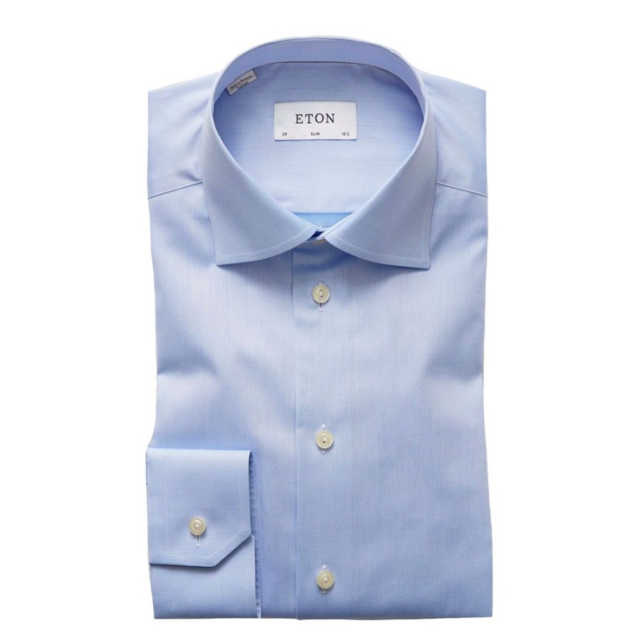 Herren Eton Skjorter | Eton - Slim Fit Shirt Bla