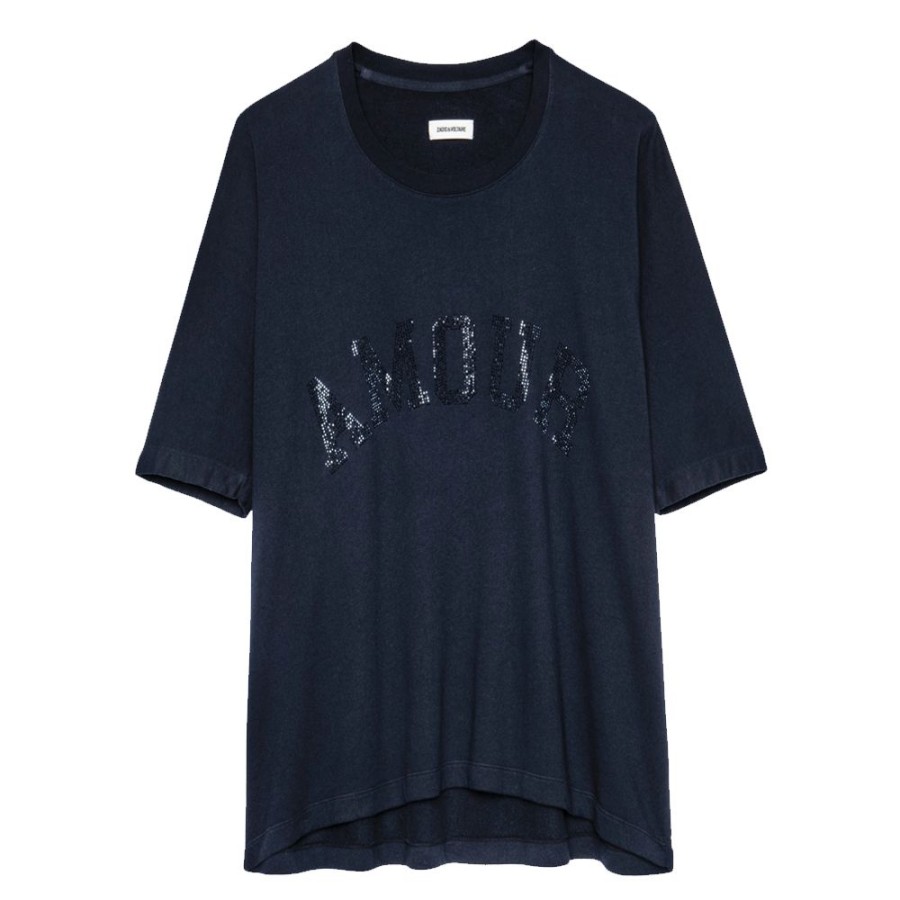 Dame ZADIG & VOLTAIRE T-Shirts | Zadig & Voltaire - Portland Amour T-Shirt Navy