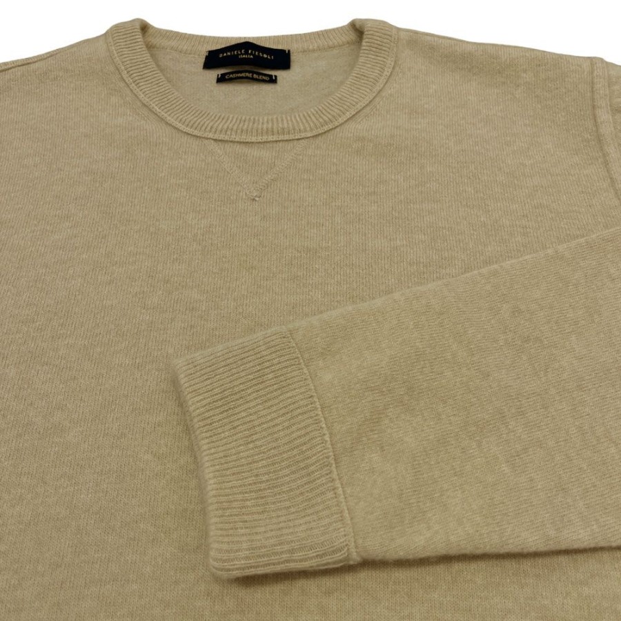 Herren Daniele Fiesoli Strik | Daniele Fiesoli - Cashmere Sweat Knit Lys Beige