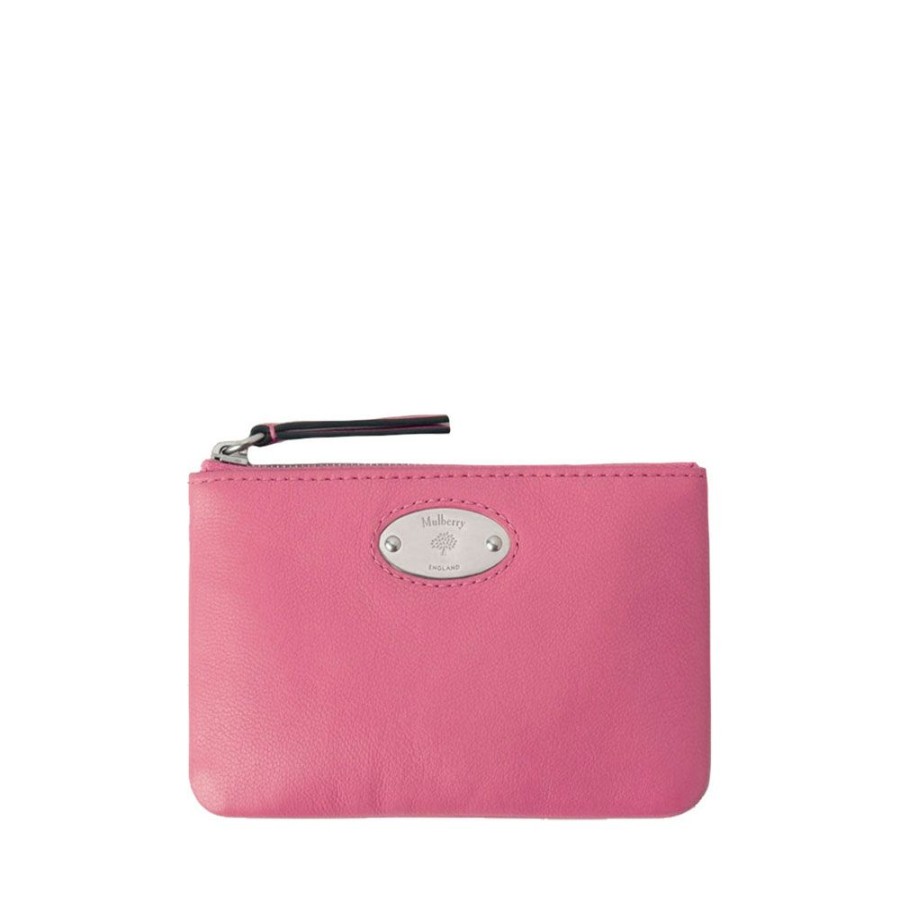 Dame Mulberry Punge | Mulberry - Plaque Small Zip Coin Pouch, Geranium Pink