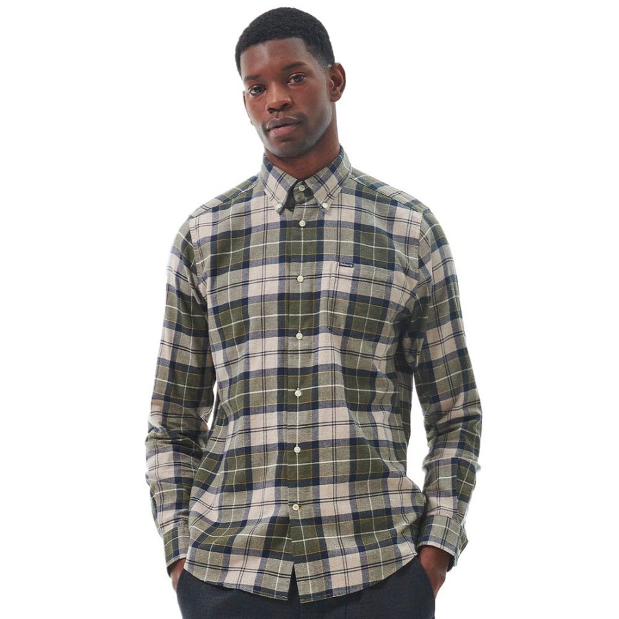 Herren BARBOUR HERRE Skjorter | Barbour - Fortrose Check Shirt Gron